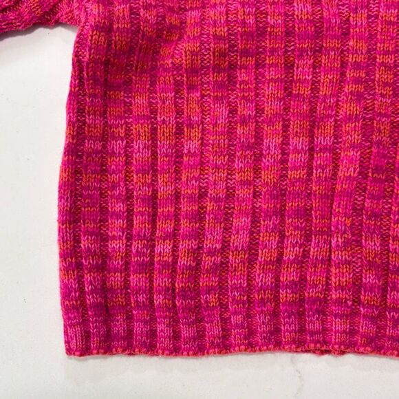 Plaid Moose | Girls Crewneck Heart Knit Pink Orange Sweater - Picture 11 of 15